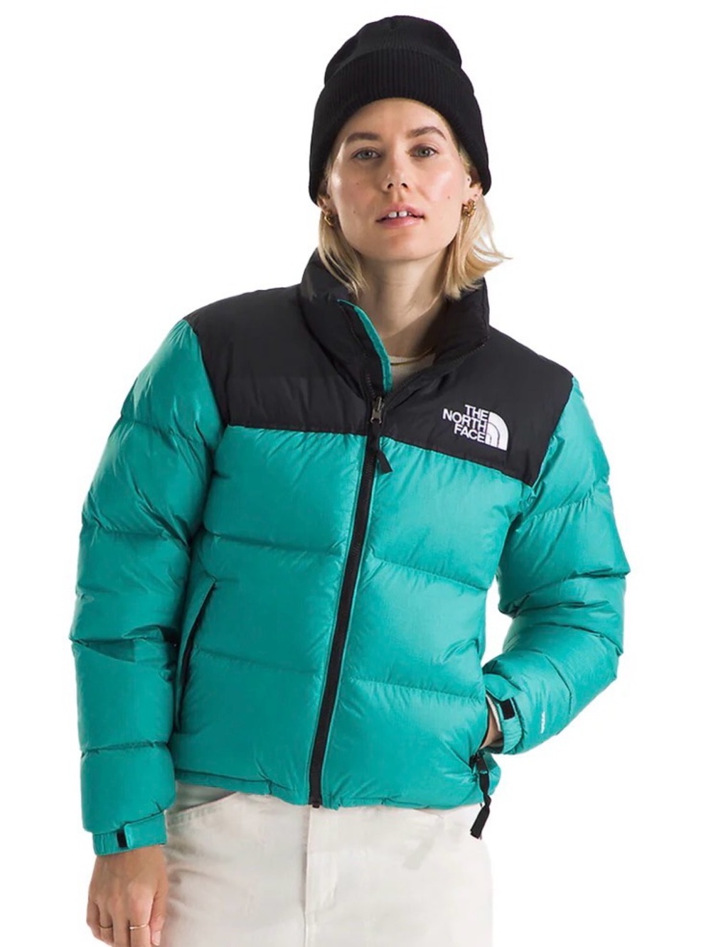 The North Face Women's Teal and Black Puffer Jacket